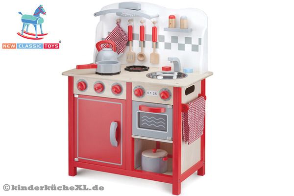 New Classic Toys Cuisine Bon Appétit – Set De Cuisine Rose Compact, 14 Accessoires, Jouet éducatif 3+ Ans