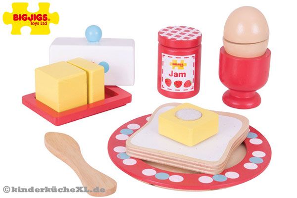 8-teiliges Frühstücksset aus Holz von der Marke Bigjigs.