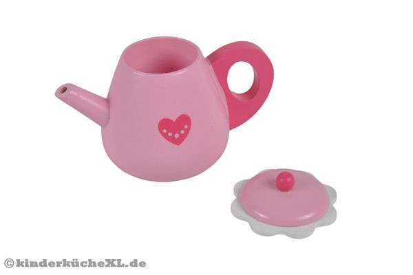 Einer rosa Teekanne.