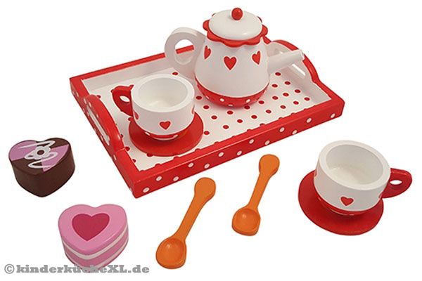 Woodtoys Teeservice Herz und Punkte.